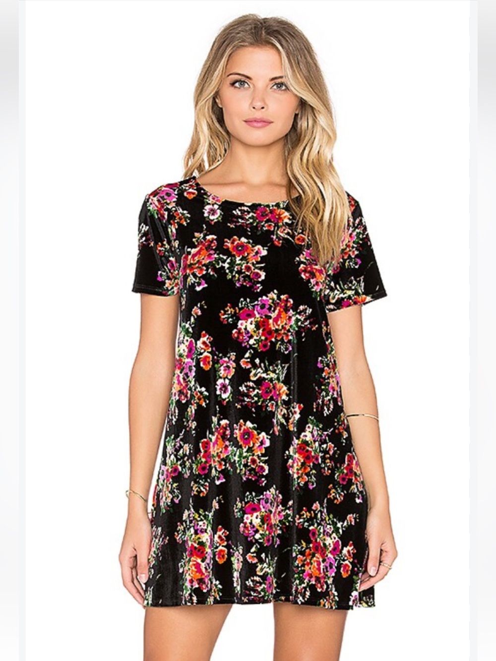 Show Me Your Mumu Velvet Em Floral Mini Dress Black Pink XS